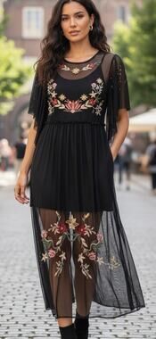 Coco & Jaimeson completely sheer mesh maxi dress